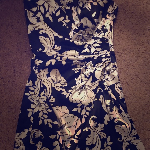 Strapless Mid Length Black and White Dress - Picture 1 of 2
